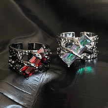 Load image into Gallery viewer, 2024 New Punk Black Rings Thorns Vine Twine Red Rhinestones Hollow Unsex Couple Finger Ring Women Men Jewelry Gift