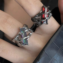 Load image into Gallery viewer, 2024 New Punk Black Rings Thorns Vine Twine Red Rhinestones Hollow Unsex Couple Finger Ring Women Men Jewelry Gift