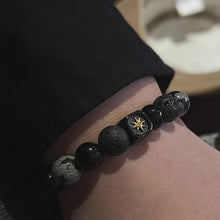 Load image into Gallery viewer, Dark Series Natural Black Onyx Volcanic Rock Map Stone Beads Bracelet Snowflake Obsidian Natural Alabaster Beads Bracelets Jewelry Making Charm Bracelet Man Women