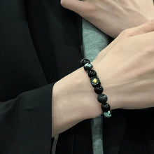 Load image into Gallery viewer, Dark Series Natural Black Onyx Volcanic Rock Map Stone Beads Bracelet Snowflake Obsidian Natural Alabaster Beads Bracelets Jewelry Making Charm Bracelet Man Women