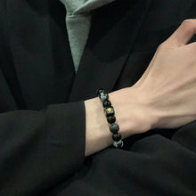 Load image into Gallery viewer, Dark Series Natural Black Onyx Volcanic Rock Map Stone Beads Bracelet Snowflake Obsidian Natural Alabaster Beads Bracelets Jewelry Making Charm Bracelet Man Women