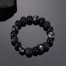 Load image into Gallery viewer, Dark Series Natural Black Onyx Volcanic Rock Map Stone Beads Bracelet Snowflake Obsidian Natural Alabaster Beads Bracelets Jewelry Making Charm Bracelet Man Women
