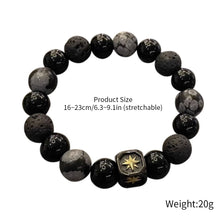 Load image into Gallery viewer, Dark Series Natural Black Onyx Volcanic Rock Map Stone Beads Bracelet Snowflake Obsidian Natural Alabaster Beads Bracelets Jewelry Making Charm Bracelet Man Women