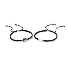Load image into Gallery viewer, Natural Moonstone Obsidian Bracelets Minimalist Bracelet Handmade Cute Black White Cat Bracelet Party lovers Couple Best Friend Accessories Jewelry