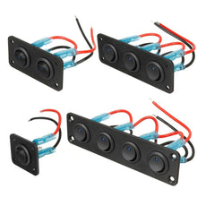 Load image into Gallery viewer, 12V/24V 1-5 Gang Universal RV Truck Toggle Switch Panel USB Car Boat Marine Blue Red LED Styling Accessories Marine Rocker Switch