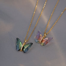 Load image into Gallery viewer, Ins Crystal Butterfly Necklace For Women Pink Purple Crystal Pendant Choker Chain Colorful Zircon Necklace Jewellry Collars Jewelry Birthday Gifts
