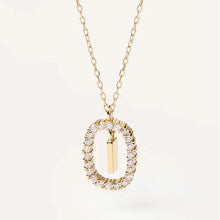 Load image into Gallery viewer, New Fashion A To Z 26 English Letter Pendant 925 Sterling Silver Monogram Zircon Necklace Initial Pendant Choker Party Gift Women's Fine Jewelry