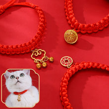Load image into Gallery viewer, Pet Lucky Necklace Collar Cat Adjustable Red Rope Necklace Small Medium Pet Bless Handmade Collar