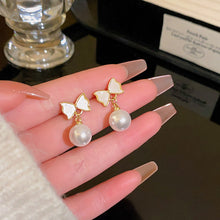 Load image into Gallery viewer, 2024 New Trend Pearl Shiny Long Earring For Women Fashion Korean S925 Silver Needle Stud Sarrings Bridal Wedding Party Jewelry