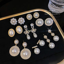 Load image into Gallery viewer, 2024 New Trend Pearl Shiny Long Earring For Women Fashion Korean S925 Silver Needle Stud Sarrings Bridal Wedding Party Jewelry