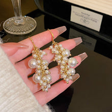 Load image into Gallery viewer, 2024 New Trend Pearl Shiny Long Earring For Women Fashion Korean S925 Silver Needle Stud Sarrings Bridal Wedding Party Jewelry