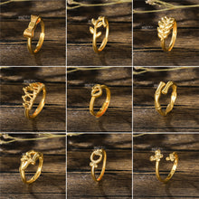 Load image into Gallery viewer, Alloy Golden Rings for Women Aesthetic Butterfly Bow tie Love Crown Plants Gold Plated Wedding Couple Ring Jewelry Vintage Accessories