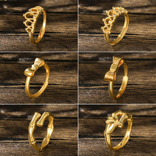 Load image into Gallery viewer, Alloy Golden Rings for Women Aesthetic Butterfly Bow tie Love Crown Plants Gold Plated Wedding Couple Ring Jewelry Vintage Accessories