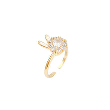 Load image into Gallery viewer, 16 Style Women Alloy Zircon Flower Rabbit Cute Fashion Rings Gold Color Hollow Out Geometric Open Ring for Female Girl Finger Jewelry Gift