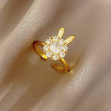 Load image into Gallery viewer, 16 Style Women Alloy Zircon Flower Rabbit Cute Fashion Rings Gold Color Hollow Out Geometric Open Ring for Female Girl Finger Jewelry Gift