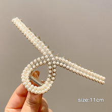 Load image into Gallery viewer, Fashion Gold Large Rhinestone Alloy Hair Clips for Girls Pearl Hair Accessories Geometric Metal Hair Claw Cross Hairclip Headband Hairpin Hair Crab Women