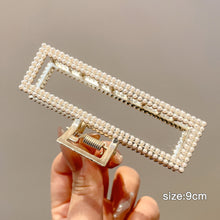 Load image into Gallery viewer, Fashion Gold Large Rhinestone Alloy Hair Clips for Girls Pearl Hair Accessories Geometric Metal Hair Claw Cross Hairclip Headband Hairpin Hair Crab Women