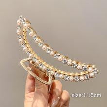 Load image into Gallery viewer, Fashion Gold Large Rhinestone Alloy Hair Clips for Girls Pearl Hair Accessories Geometric Metal Hair Claw Cross Hairclip Headband Hairpin Hair Crab Women