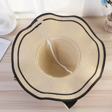Load image into Gallery viewer, Summer Women Large Bow Straw Hat Portable Foldable Holiday Beach Sun Visors Hand Woven Solid Color Female Sunshade Bonnet Cap