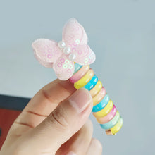 Load image into Gallery viewer, Girls Telephone Wire Line Ponytail Holder Rubber Band Elastic Hair Band DIY Bowknot Braided Phone Cord Straight Hair Tie Hair Rope