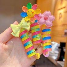Load image into Gallery viewer, Girls Telephone Wire Line Ponytail Holder Rubber Band Elastic Hair Band DIY Bowknot Braided Phone Cord Straight Hair Tie Hair Rope