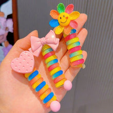 Load image into Gallery viewer, Girls Telephone Wire Line Ponytail Holder Rubber Band Elastic Hair Band DIY Bowknot Braided Phone Cord Straight Hair Tie Hair Rope