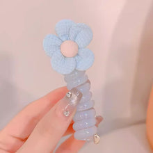 Load image into Gallery viewer, Girls Telephone Wire Line Ponytail Holder Rubber Band Elastic Hair Band DIY Bowknot Braided Phone Cord Straight Hair Tie Hair Rope