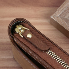 Load image into Gallery viewer, High Capacity Men's Zipper Blocking Leather Wallet Multiple Card Slots Card ID Credit Card Holder Coin Vintage Wallet