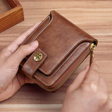 Load image into Gallery viewer, High Capacity Men's Zipper Blocking Leather Wallet Multiple Card Slots Card ID Credit Card Holder Coin Vintage Wallet