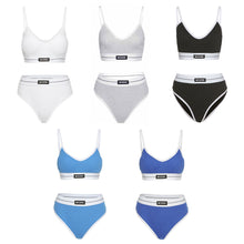 Load image into Gallery viewer, Women Seamless Bra Set Medium Waist Panties Bralette Sexy Lingerie Set Vneck Sport Brassiere Female Cotton Underwear Set