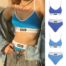 Load image into Gallery viewer, Women Seamless Bra Set Medium Waist Panties Bralette Sexy Lingerie Set Vneck Sport Brassiere Female Cotton Underwear Set