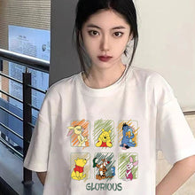 Load image into Gallery viewer, Ice Silk Trend T-shirt Loose Strawberry Bear Print Round Neck Short-sleeved Comfortable Street Clothes T-shirt for Women and Men