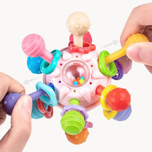 Load image into Gallery viewer, Baby Rotating Rattle Ball Grasping Activity Baby Development Toy Silicone Teether Baby Sensory Toys Montessori Toy