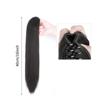 Load image into Gallery viewer, Grab Clip Straight Ponytail Wig for Women, Fluffy Natural Black Long Straight Ponytail Long Braid Women Wig False Hair