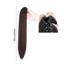 Load image into Gallery viewer, Grab Clip Straight Ponytail Wig for Women, Fluffy Natural Black Long Straight Ponytail Long Braid Women Wig False Hair