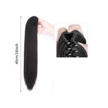 Load image into Gallery viewer, Grab Clip Straight Ponytail Wig for Women, Fluffy Natural Black Long Straight Ponytail Long Braid Women Wig False Hair