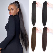 Load image into Gallery viewer, Grab Clip Straight Ponytail Wig for Women, Fluffy Natural Black Long Straight Ponytail Long Braid Women Wig False Hair