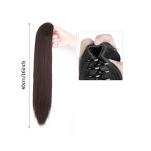 Load image into Gallery viewer, Grab Clip Straight Ponytail Wig for Women, Fluffy Natural Black Long Straight Ponytail Long Braid Women Wig False Hair