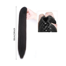 Load image into Gallery viewer, Grab Clip Straight Ponytail Wig for Women, Fluffy Natural Black Long Straight Ponytail Long Braid Women Wig False Hair