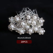 Load image into Gallery viewer, Bride's Pan Hair Fork Pin U-shaped Clip Pearl Hair Fork U-shaped Crystal Hair Clip Princess Woven Headpiece Hair Clip