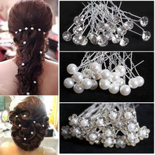 Load image into Gallery viewer, Bride's Pan Hair Fork Pin U-shaped Clip Pearl Hair Fork U-shaped Crystal Hair Clip Princess Woven Headpiece Hair Clip