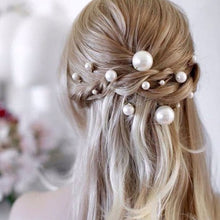 Load image into Gallery viewer, Bride's Pan Hair Fork Pin U-shaped Clip Pearl Hair Fork U-shaped Crystal Hair Clip Princess Woven Headpiece Hair Clip