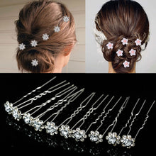 Load image into Gallery viewer, Bride's Pan Hair Fork Pin U-shaped Clip Pearl Hair Fork U-shaped Crystal Hair Clip Princess Woven Headpiece Hair Clip