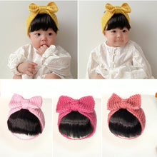 Load image into Gallery viewer, Baby Knitted Hair Band with Yarn Super Baby Hair Band Elastic Baby Headwear Wig Bangs Newborn Protective Fontanelle Hat Headband