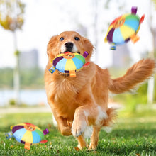Load image into Gallery viewer, Interactive Flying Disc Dog Toy for Aggressive Chewers Training Decompress Bite Resistant Plush Handle Dog Toys with Bells Pet Supplies
