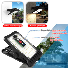 Load image into Gallery viewer, 70LED Clip-on Solar Light with Remote Control Outdoor No Drill Motion Sensor Solar Lamp IP64 Waterproof Camping Light for Fence Deck Wall Camping Tent Patio