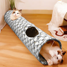 Load image into Gallery viewer, Cat Channel Soft Foldable Moon Star Kitten Luminous Tunnel Pet Collapsible Hideout Tunnel Tube with Plush Ball for Small Animals