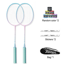 Load image into Gallery viewer, Iron Alloy Badminton Racket Set Ultralight Durable Adult Racket Match Training Supplies With Hand Glue+Racket Head Sticker+Bag