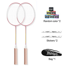 Load image into Gallery viewer, Iron Alloy Badminton Racket Set Ultralight Durable Adult Racket Match Training Supplies With Hand Glue+Racket Head Sticker+Bag
