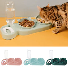 Load image into Gallery viewer, Cat Bowl Double Bowl Drinking Raised Stand Dish Bowls For Cats Automatic Food & Water Dispenser 3-in-1 Pet Supplies